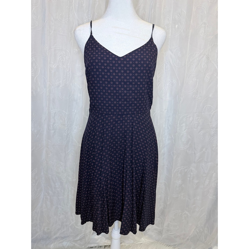 Gap Womens Navy Blue Geometric Diamond Print Smocked Back Cami Dress Small